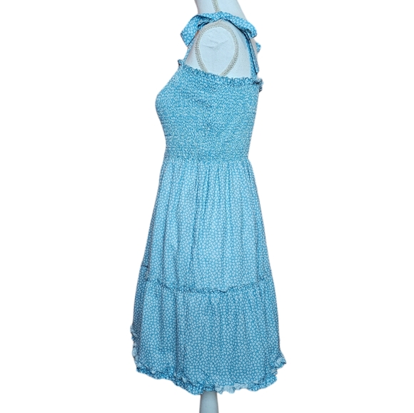 Romanstii Women's Mini Dress Strappy Backless Pleated Flare Ruffle Polka Dot - Picture 4 of 8